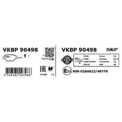 Sada brzdových platničiek kotúčovej brzdy SKF VKBP 90498 - obr. 2