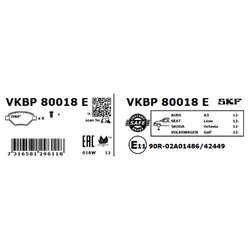 Sada brzdových platničiek kotúčovej brzdy SKF VKBP 80018 E - obr. 2