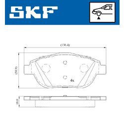 Sada brzdových platničiek kotúčovej brzdy SKF VKBP 80098 - obr. 2