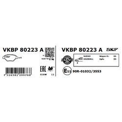 Sada brzdových platničiek kotúčovej brzdy SKF VKBP 80223 A - obr. 1
