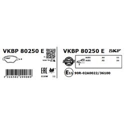 Sada brzdových platničiek kotúčovej brzdy SKF VKBP 80250 E - obr. 1