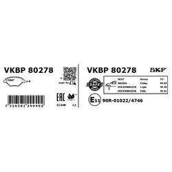 Sada brzdových platničiek kotúčovej brzdy SKF VKBP 80278 - obr. 1