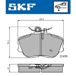 Sada brzdových platničiek kotúčovej brzdy SKF VKBP 80516