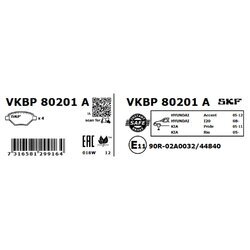 Sada brzdových platničiek kotúčovej brzdy SKF VKBP 80201 A - obr. 2