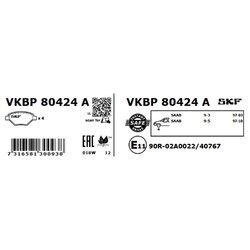 Sada brzdových platničiek kotúčovej brzdy SKF VKBP 80424 A - obr. 1