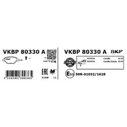 Sada brzdových platničiek kotúčovej brzdy SKF VKBP 80330 A - obr. 1