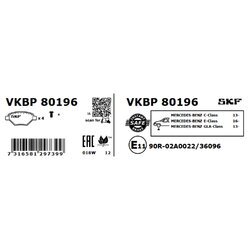Sada brzdových platničiek kotúčovej brzdy SKF VKBP 80196 - obr. 1