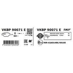 Sada brzdových platničiek kotúčovej brzdy SKF VKBP 90071 E - obr. 1