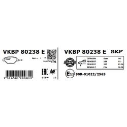 Sada brzdových platničiek kotúčovej brzdy SKF VKBP 80238 E - obr. 1