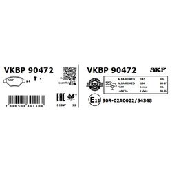 Sada brzdových platničiek kotúčovej brzdy SKF VKBP 90472 - obr. 2