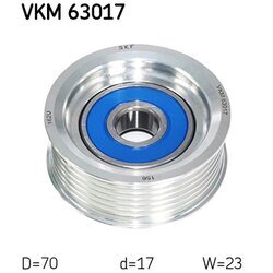 Vratná/vodiaca kladka rebrovaného klinového remeňa SKF VKM 63017