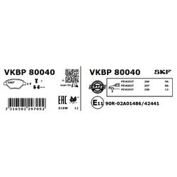Sada brzdových platničiek kotúčovej brzdy SKF VKBP 80040 - obr. 1