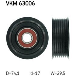 Vratná/vodiaca kladka rebrovaného klinového remeňa SKF VKM 63006