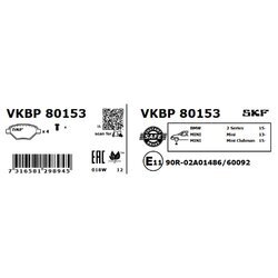 Sada brzdových platničiek kotúčovej brzdy SKF VKBP 80153 - obr. 1