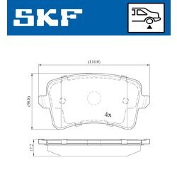Sada brzdových platničiek kotúčovej brzdy SKF VKBP 90150