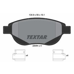 Sada brzdových platničiek kotúčovej brzdy TEXTAR 2509401