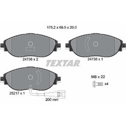 Sada brzdových platničiek kotúčovej brzdy TEXTAR 2473801