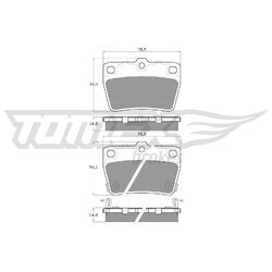 Sada brzdových platničiek kotúčovej brzdy TOMEX Brakes TX 13-86