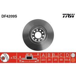 Brzdový kotúč TRW DF4209S