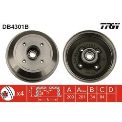 Brzdový bubon TRW DB4301B