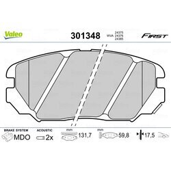 Sada brzdových platničiek kotúčovej brzdy VALEO 301348