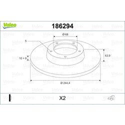 Brzdový kotúč VALEO 186294