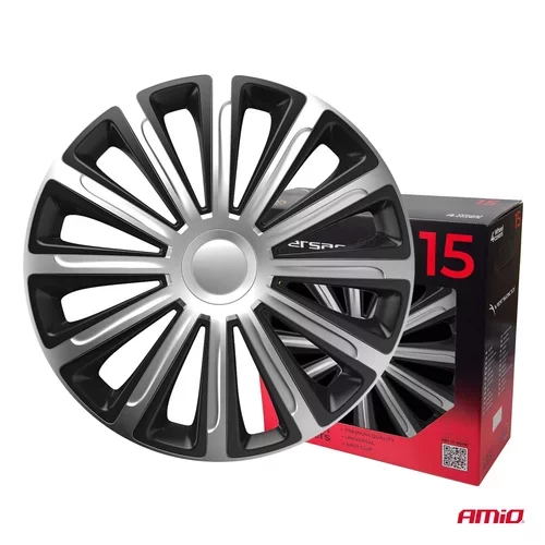 Puklice Trend 15” čierno - strieborná sada 4ks COLOR BOX /VERSACO/ - obr. 2