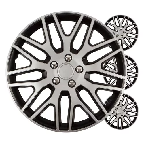 Puklice Dakar 14” čierno - strieborná sada 4ks COLOR BOX VERSACO