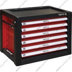 YATO Skrinka dielenská prenosná 6 zásuvky 690x465x535mm červená