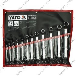 YATO Sada kľúčov očkových 12ks 6-32 mm ohnuté