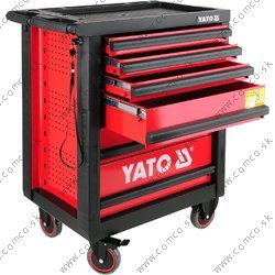 YATO Skrinka dielenská pojazdná 6 zásuviek červená - obr. 3