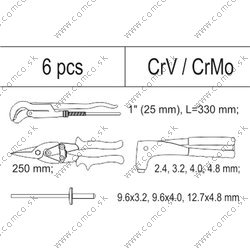 YATO Vložka do zásuvky - kliešte nitovacie, 3x sada nitov, nožnice na plech, hasák 330mm - obr. 1