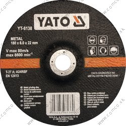 YATO Kotúč na brúsenie kovu 180x6,8x22mm