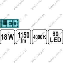 YATO Stropné LED svietidlo, 300x300x15mm, 18W, 80LED, 1150lm - obr. 5