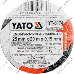 YATO Izolačná páska 25 x 0,19 mm x 20 m čierna - obr. 1
