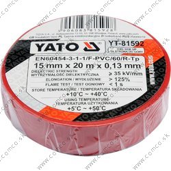 YATO Izolační páska PVC 15mm x 20m x 0,13mm červená - obr. 1