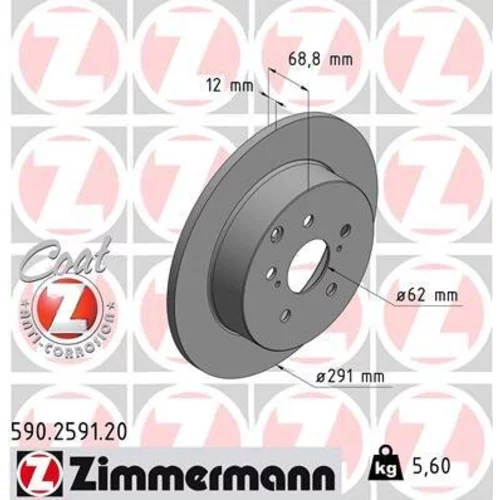 Brzdový kotúč ZIMMERMANN 590.2591.20