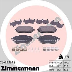 Sada brzdových platničiek kotúčovej brzdy ZIMMERMANN 25698.190.2