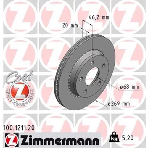 Brzdový kotúč ZIMMERMANN 100.1211.20