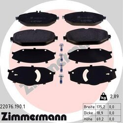 Sada brzdových platničiek kotúčovej brzdy ZIMMERMANN 22076.190.1