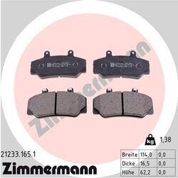 Sada brzdových platničiek kotúčovej brzdy ZIMMERMANN 21233.165.1