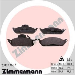 Sada brzdových platničiek kotúčovej brzdy ZIMMERMANN 23193.165.1