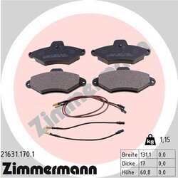 Sada brzdových platničiek kotúčovej brzdy ZIMMERMANN 21631.170.1